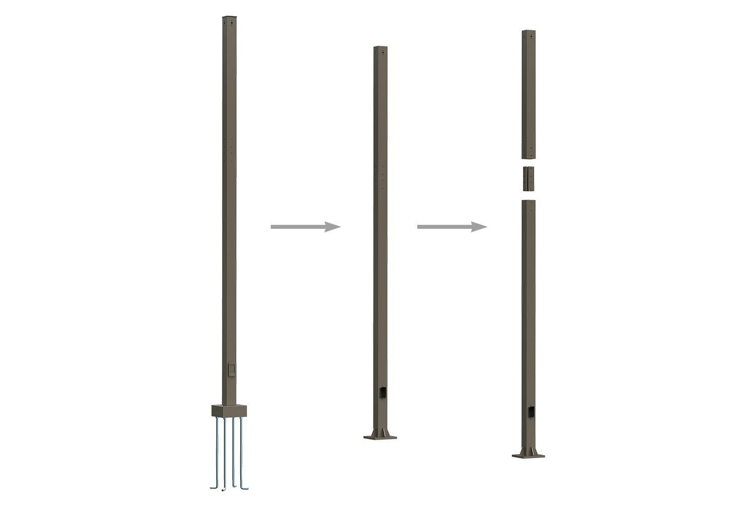 Segmented straight square steel poles